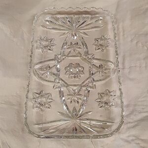 Vintage Anchor Hocking Early American Prescut "Star of David" Oblong Serving Dis